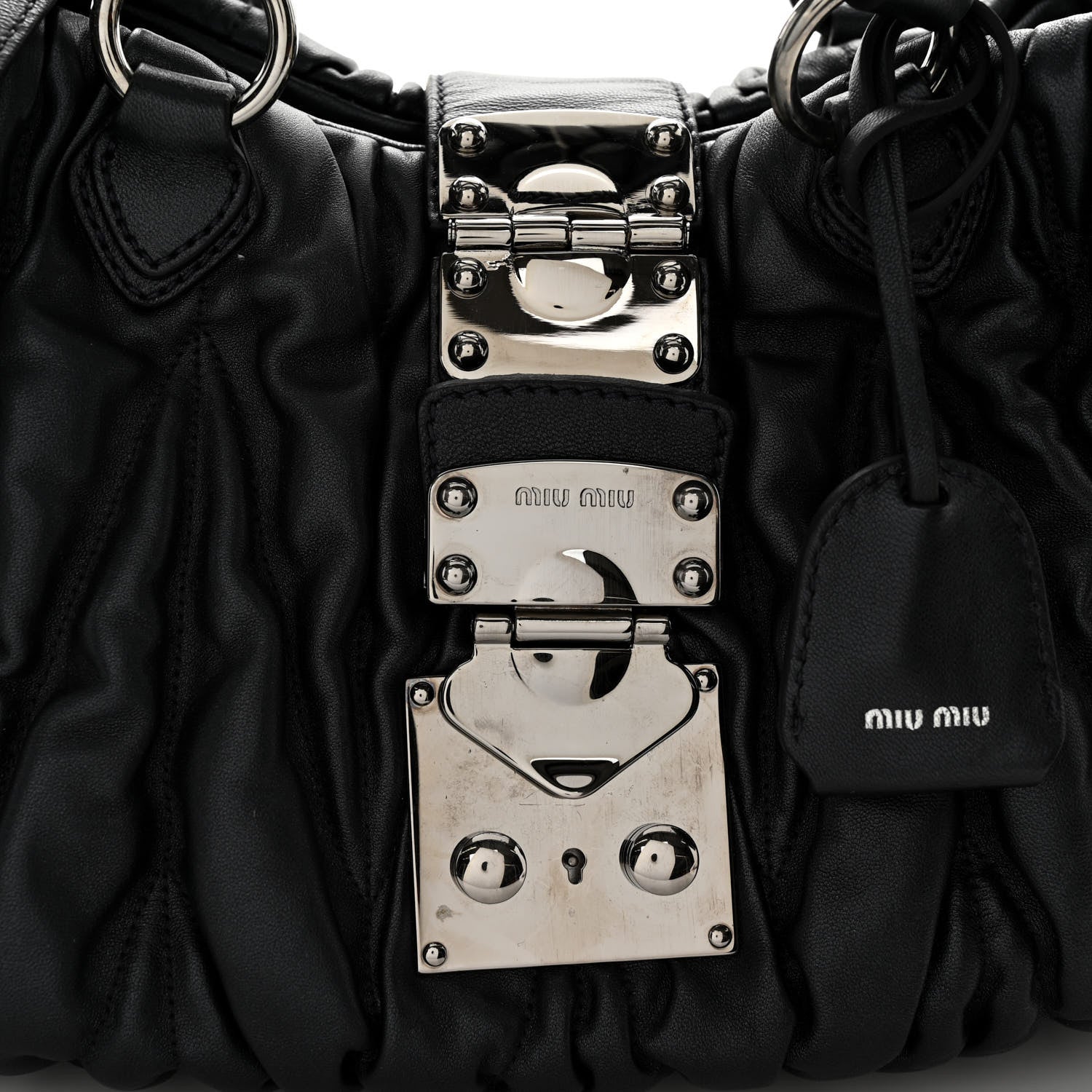 Miu Miu Nappa Matelasse Top Handle Satchel Black 7 of 9