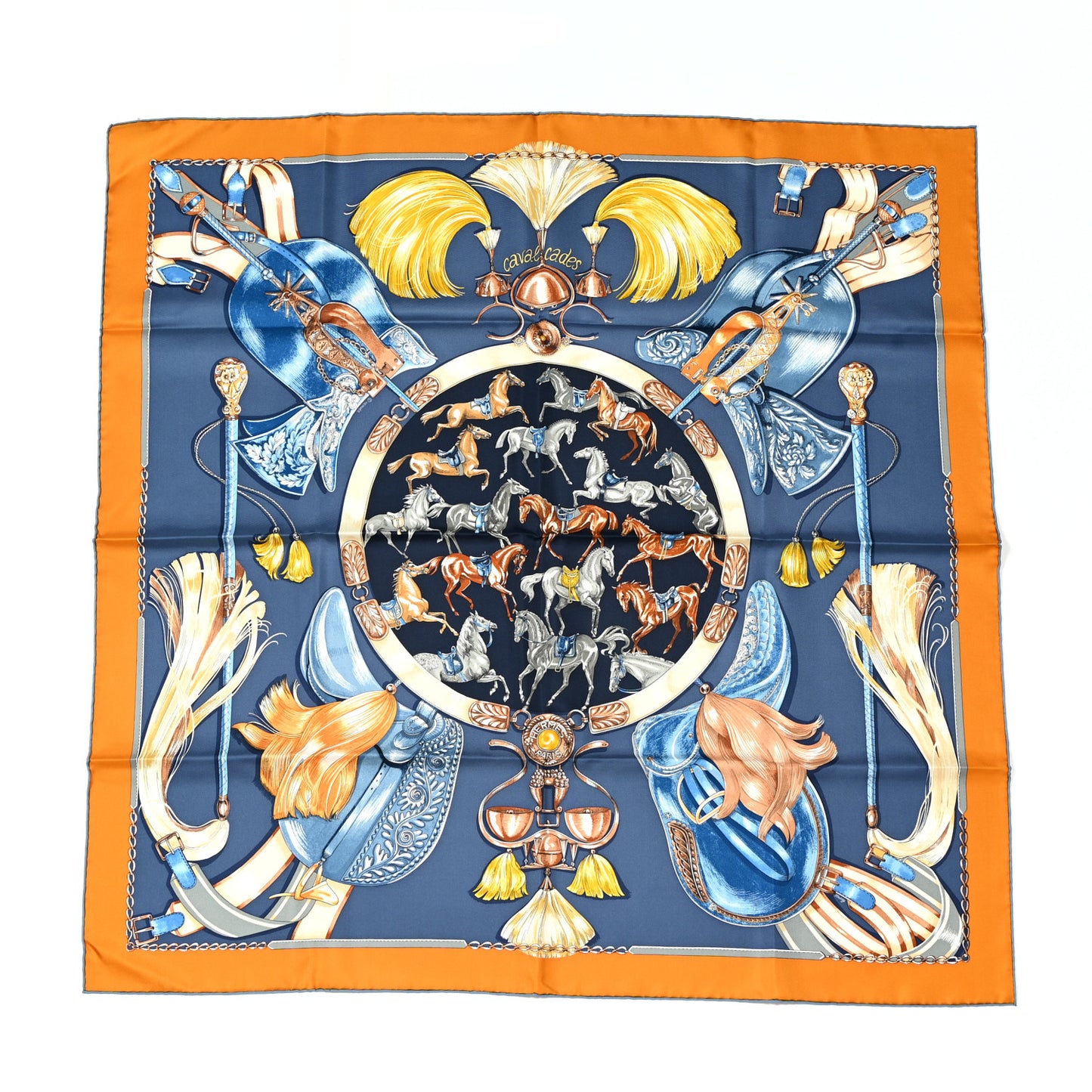 Silk Cavalcades Scarf 90 Ocre