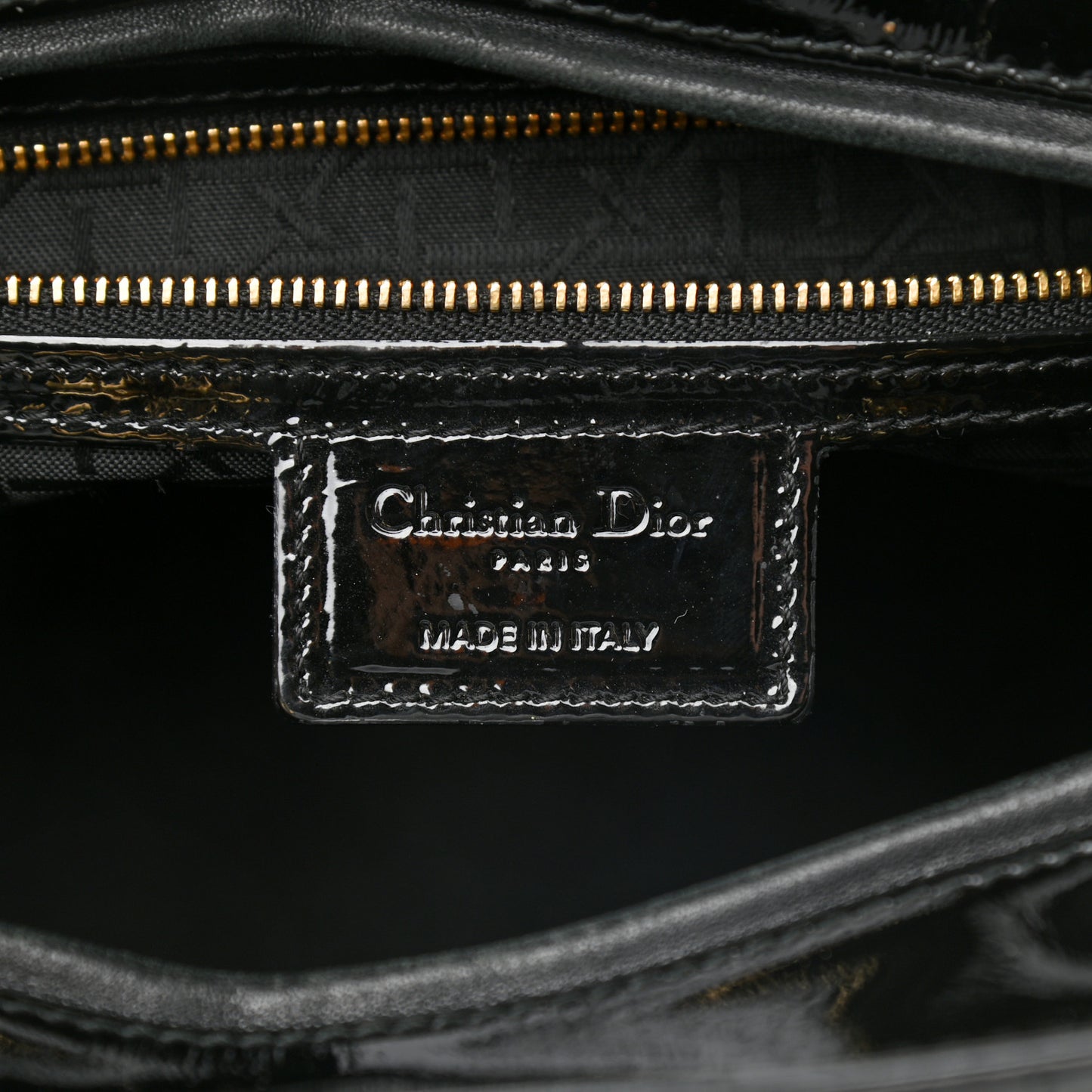 Patent Cannage Large Lady Dior Black