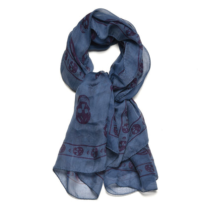 Alexander McQueen Silk Chiffon Skull Scarf Blue 1 of 5