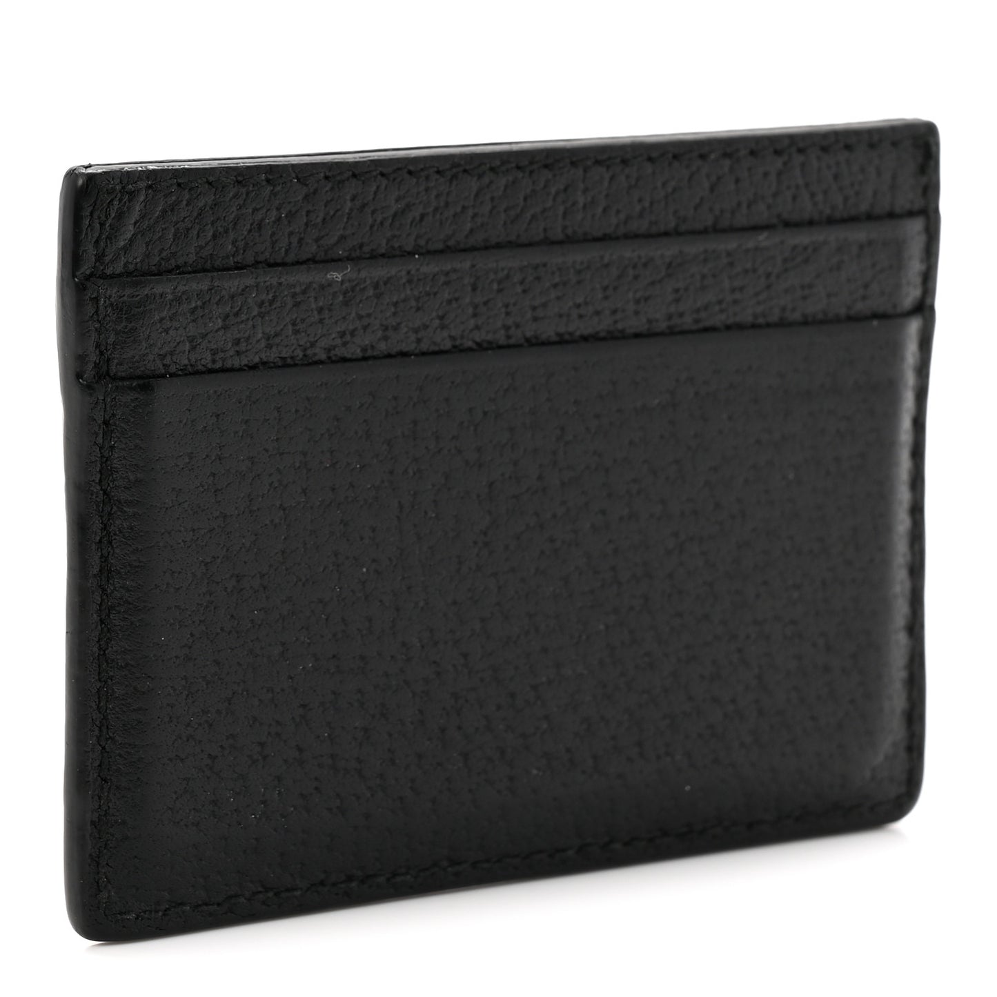 Pebbled Calfskin Animalier Card Holder Black