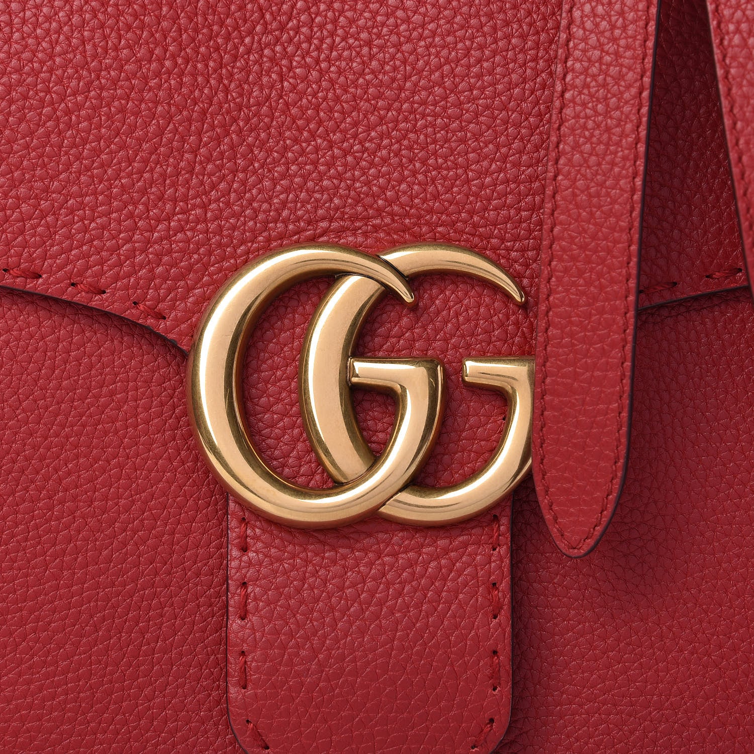 Gucci Calfskin Medium GG Marmont Top Handle Bag Vulcanic Red 12 of 12