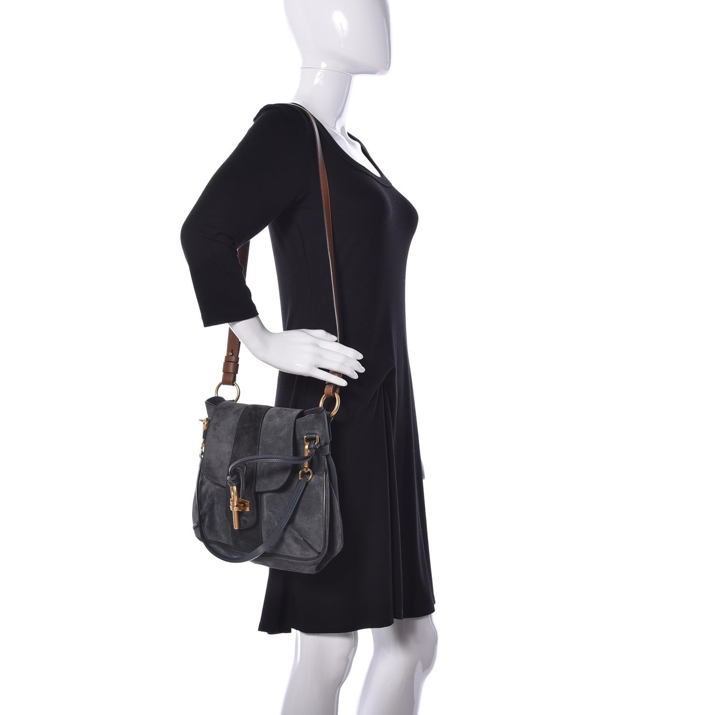Suede Small Lexa Shoulder Bag Silver Blue