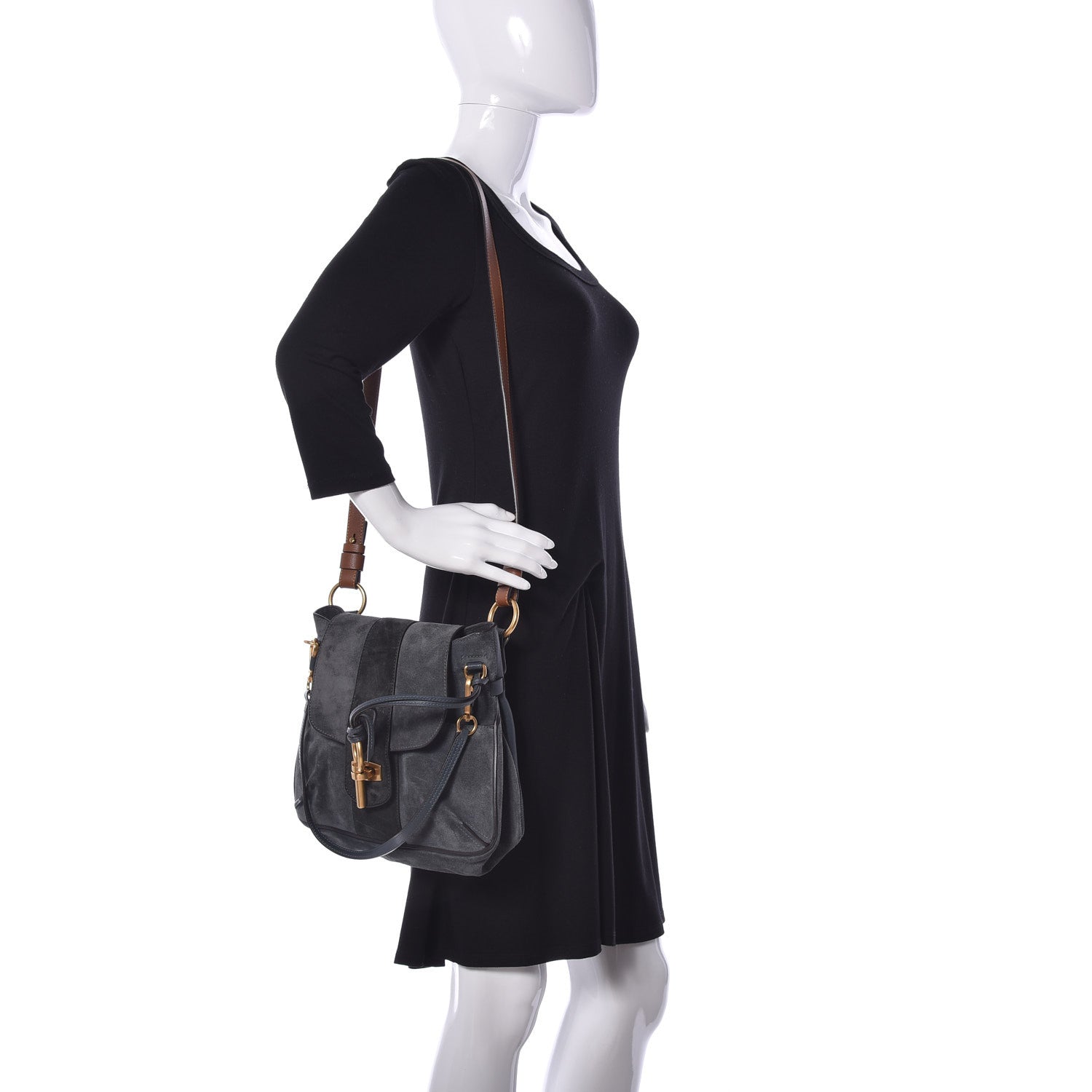 Chloe Suede Small Lexa Shoulder Bag Silver Blue 2 of 10
