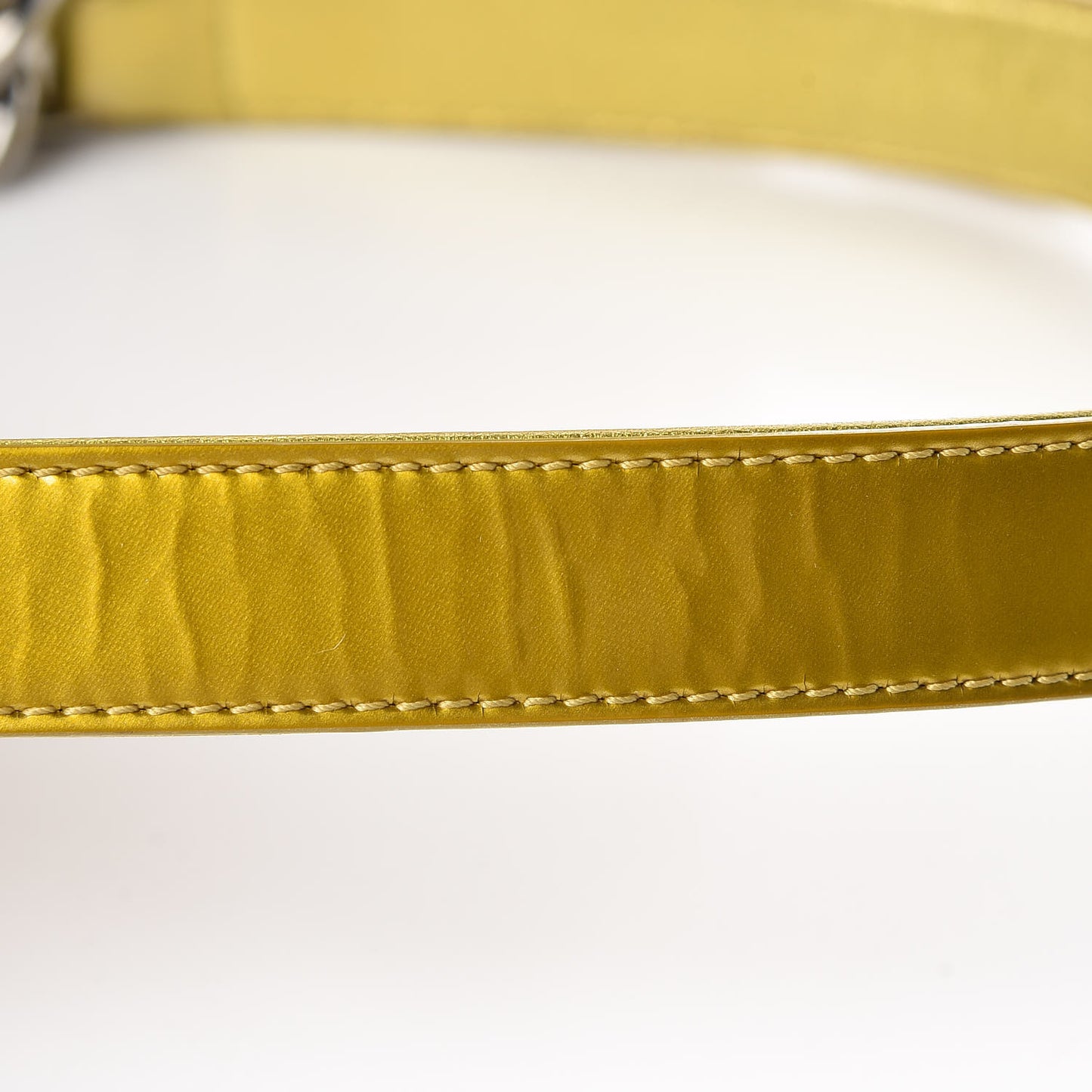 Metallic Patent Calfskin Quilted Medium Boy Flap Gold