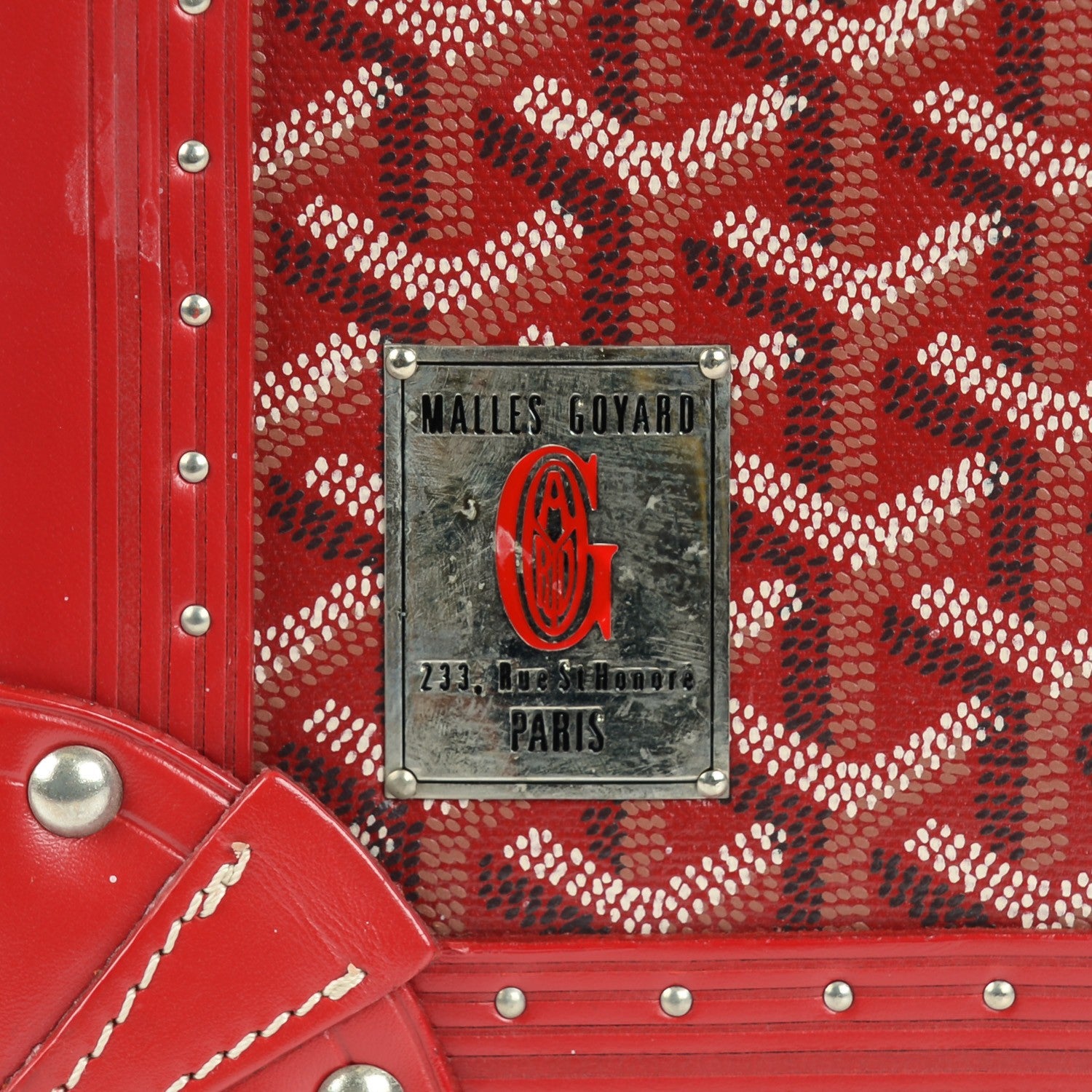 Goyard Goyardine Valise Palace 55 Travel Trunk Red 11 of 12