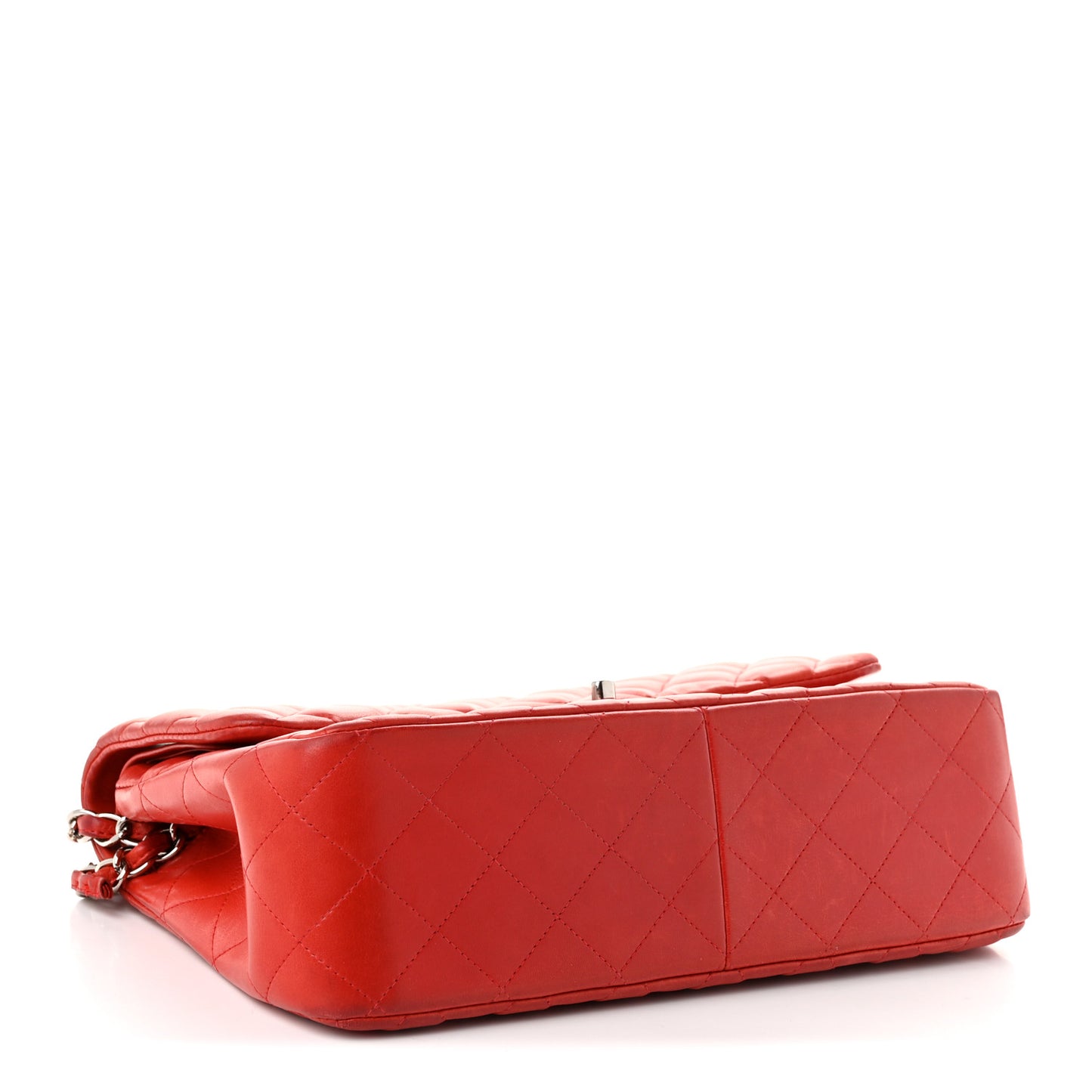 Lambskin Quilted Jumbo Double Flap Red