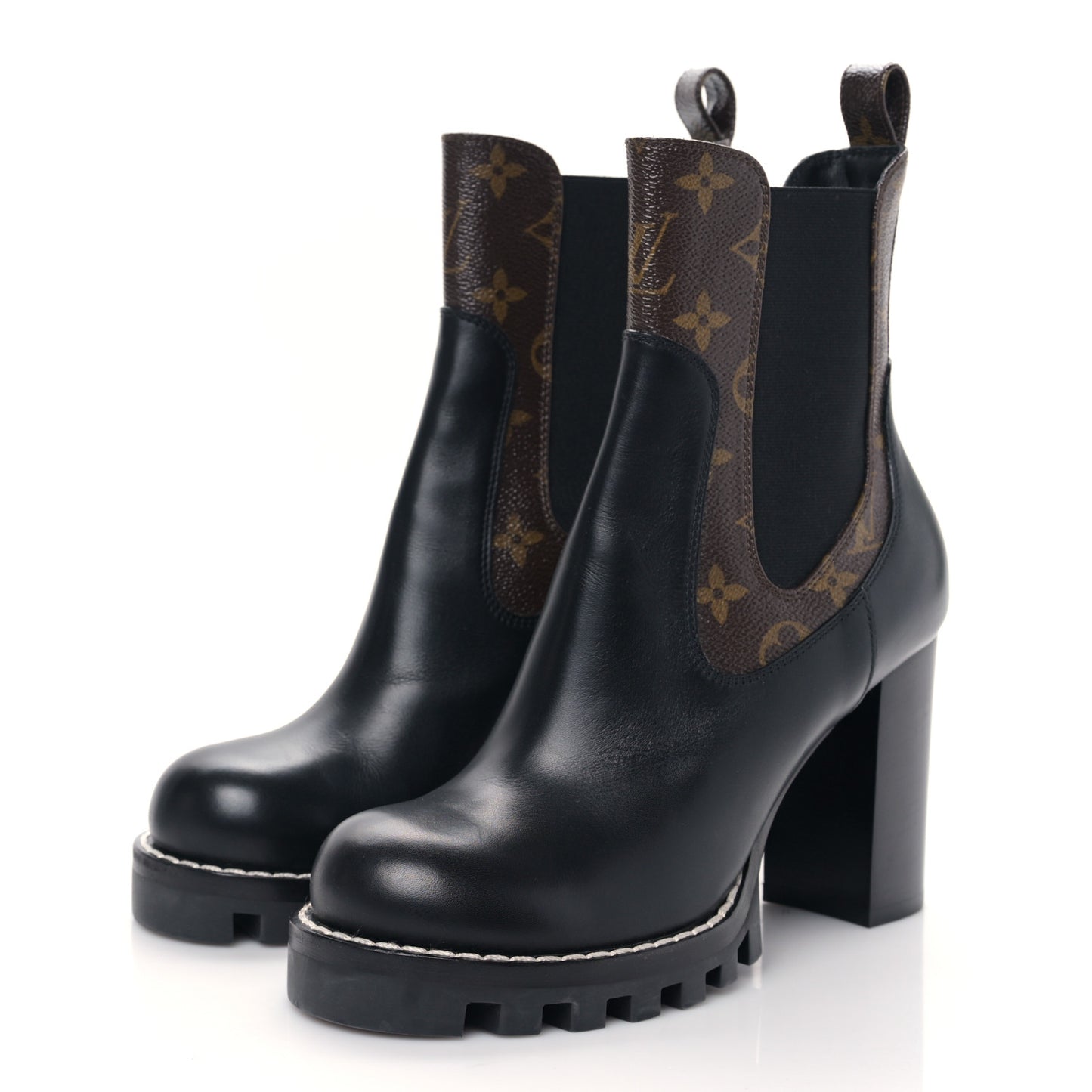 Calfskin Monogram Star Trail Ankle Boots 38 Black