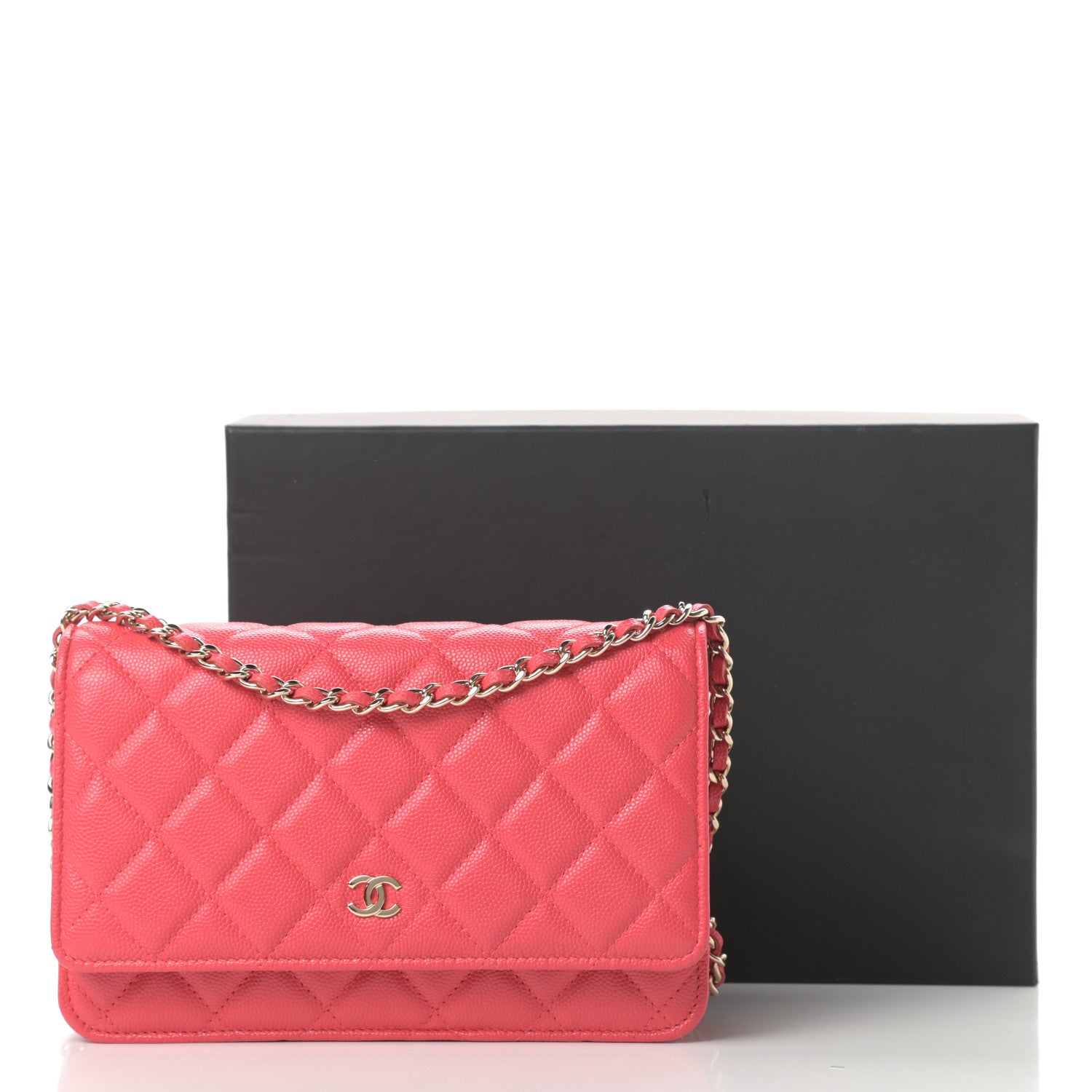 Chanel Caviar Quilted Wallet On Chain WOC Coral 13 of 13