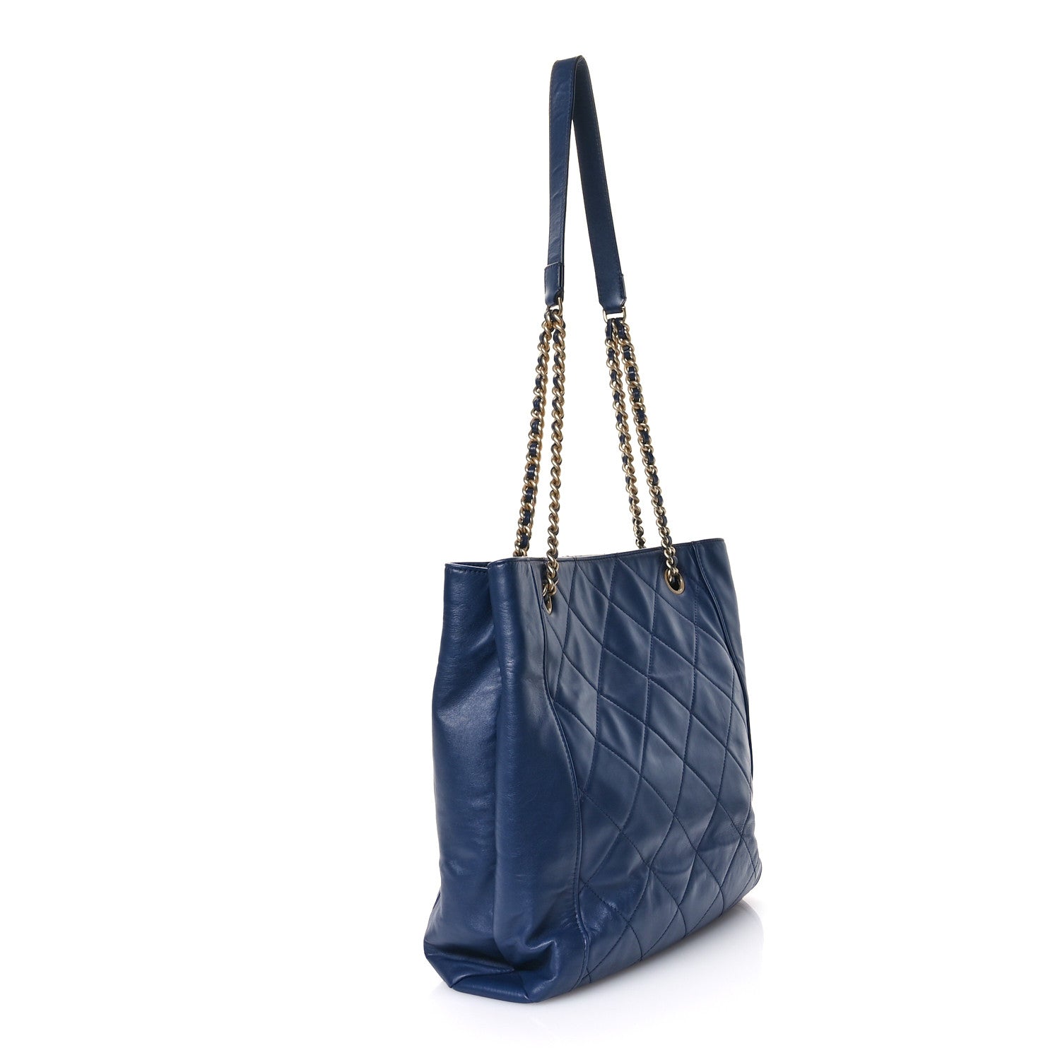 Chanel Calfskin Quilted CC Front Pocket Shopping Tote Navy 1636669