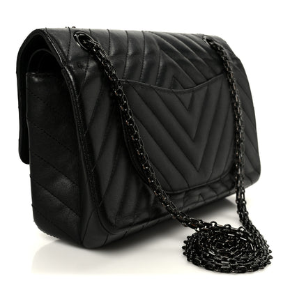 Chanel Sheepskin Chevron Quilted 2.55 Reissue 225 Double Flap So Black 3 of 10