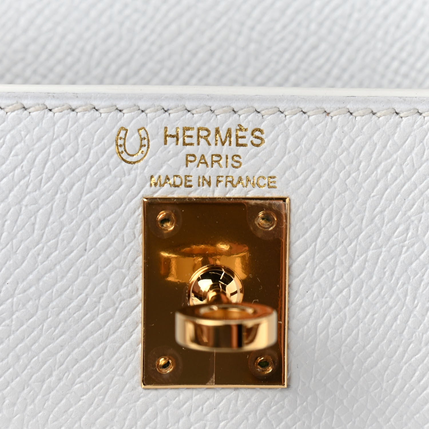 Hermes Epsom Bi-Color Horseshoe Kelly Sellier 25 White Miel 8 of 9