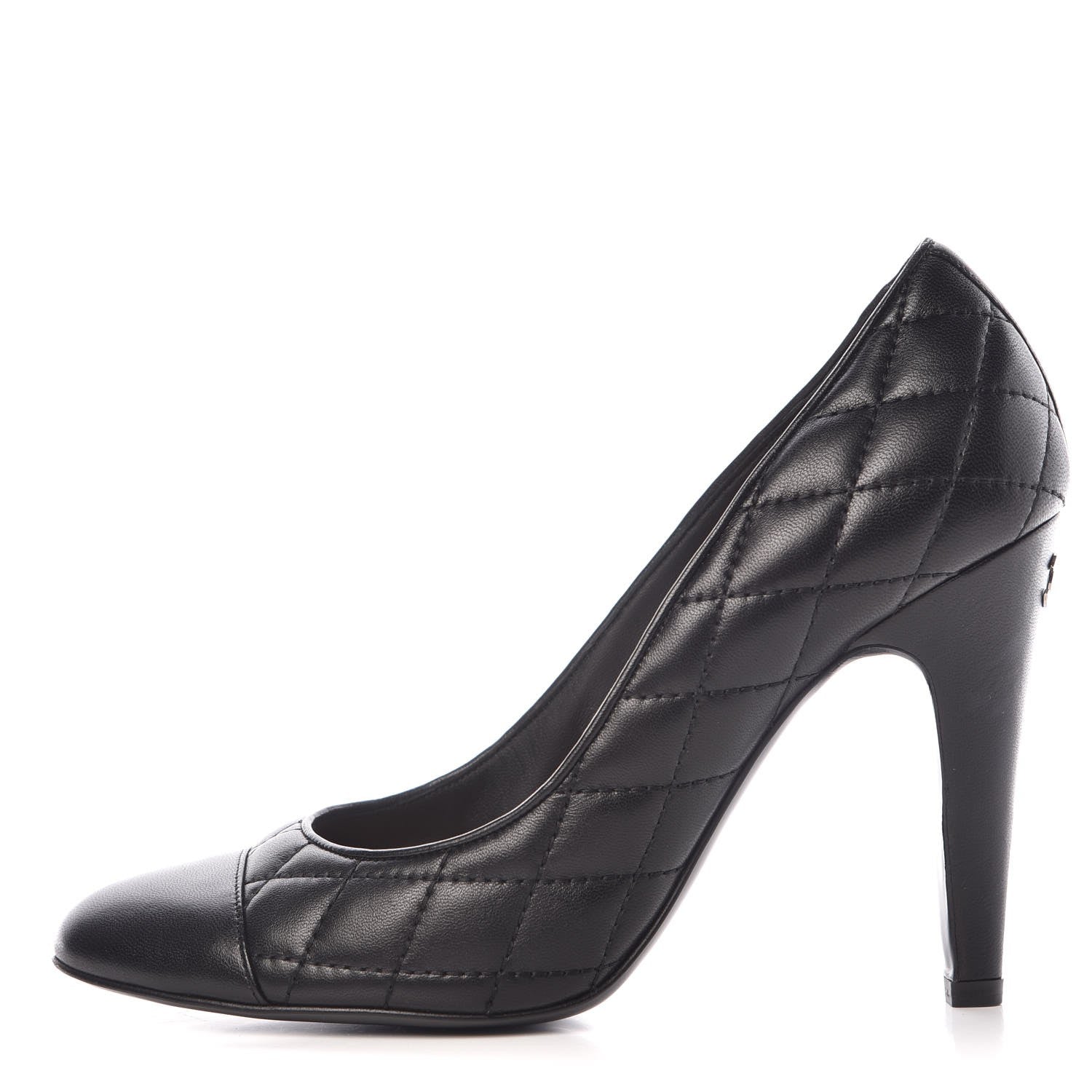 Chanel Lambskin Quilted Cap Toe Pumps 38 Black 1 of 11