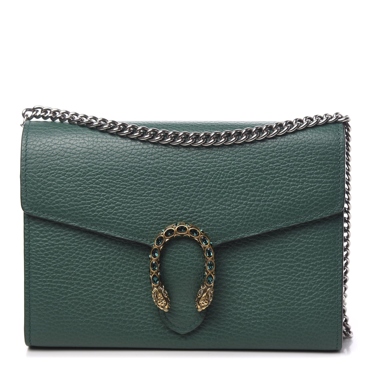 Gucci Calfskin Mini Dionysus Chain Wallet Emerald 1 of 9