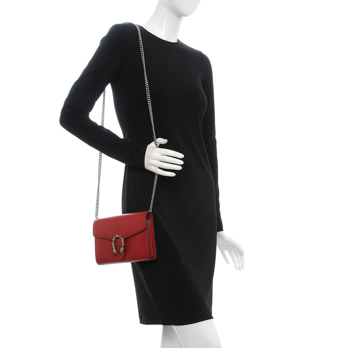Calfskin Mini Dionysus Chain Wallet Hibiscus Red