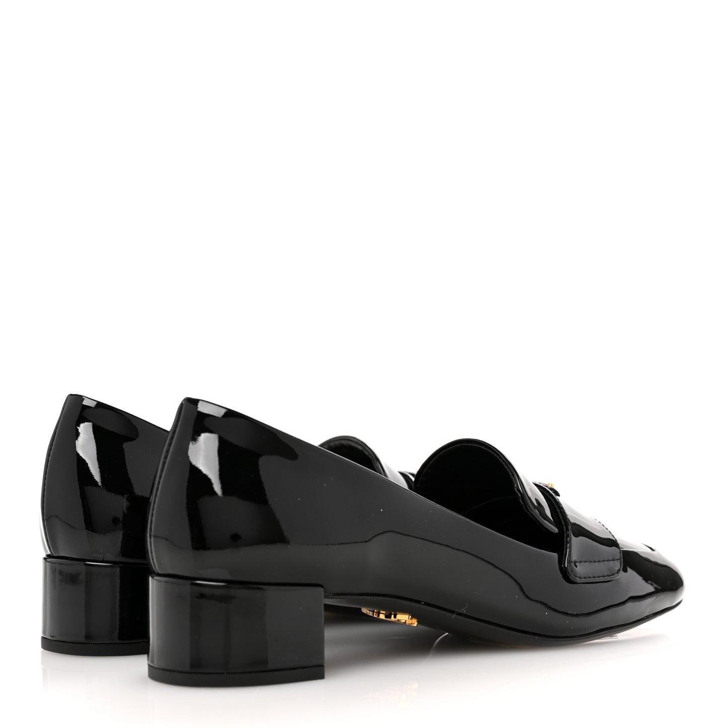 Vernice Metal Triangle Logo 35mm Loafer Pumps 36 Black