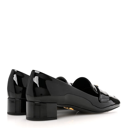 Prada Vernice Metal Triangle Logo 35mm Loafer Pumps 36 Black 5 of 9