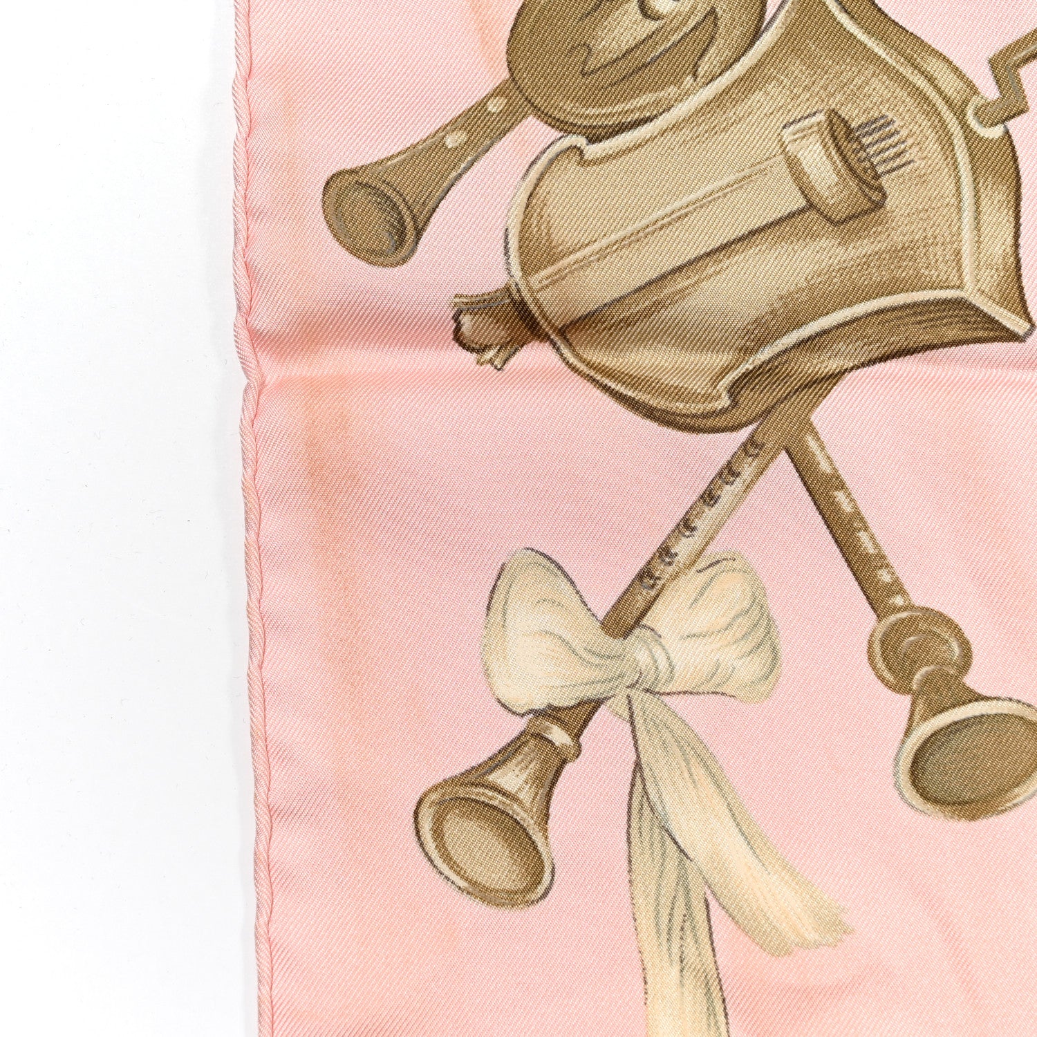Hermes Silk La Danse Du Cheval Scarf 90 Rose Sable Blanc 5 of 8