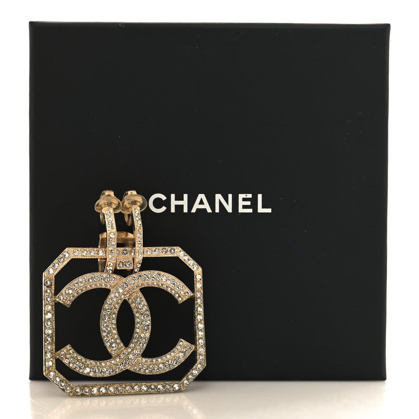 Crystal CC Single Clip On Earring Gold