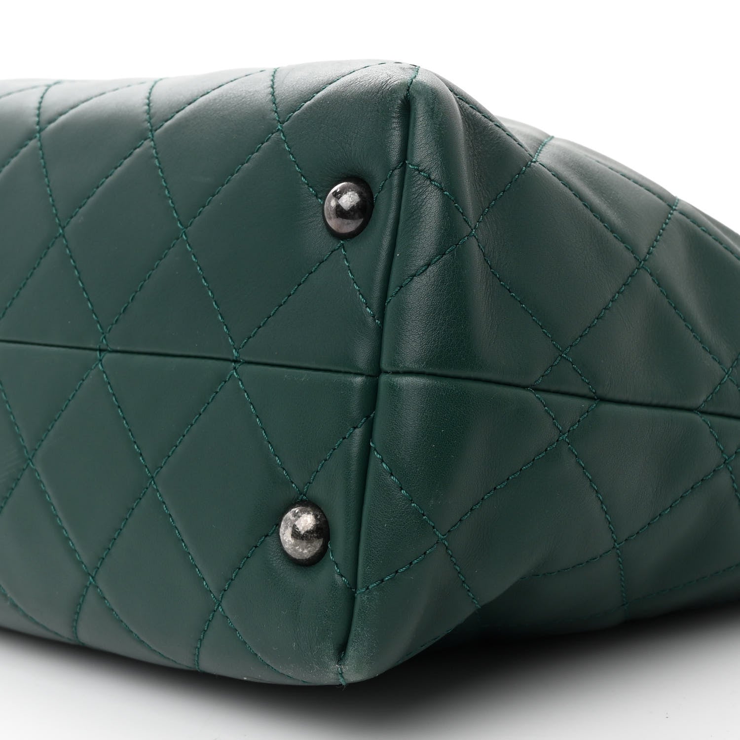 Chanel Calfskin Quilted Large Shopping In Chains Tote Green 10 of 13