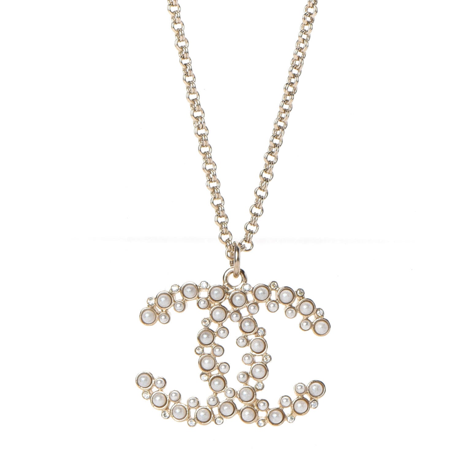 Chanel Pearl CC Pendant Necklace Gold 3 of 8