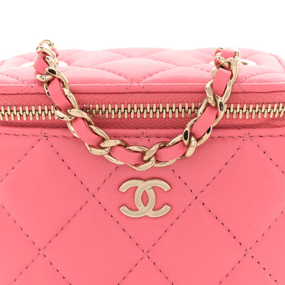 Chanel Lambskin Quilted Pearl Crush Mini Vanity Case With Chain Dark Pink 8 of 10