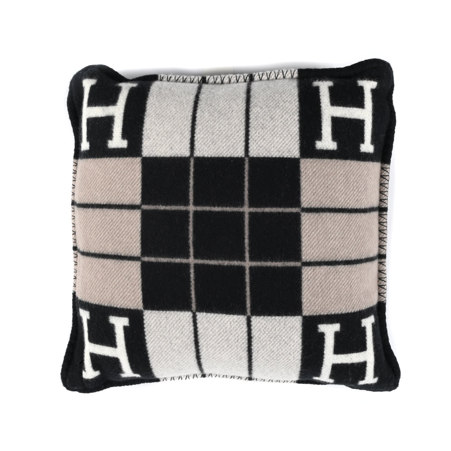 Hermes Wool Cashmere Avalon III Pillow PM Ecru Black 2 of 3
