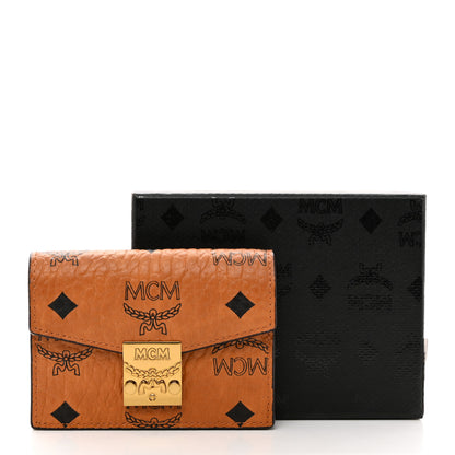 MCM Visetos Mini Accordion Card Wallet Cognac 8 of 8