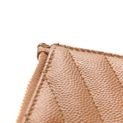 Saint Laurent Grain De Poudre Matelasse Chevron Monogram Fragments Zippered Card Case Cork 8 of 9