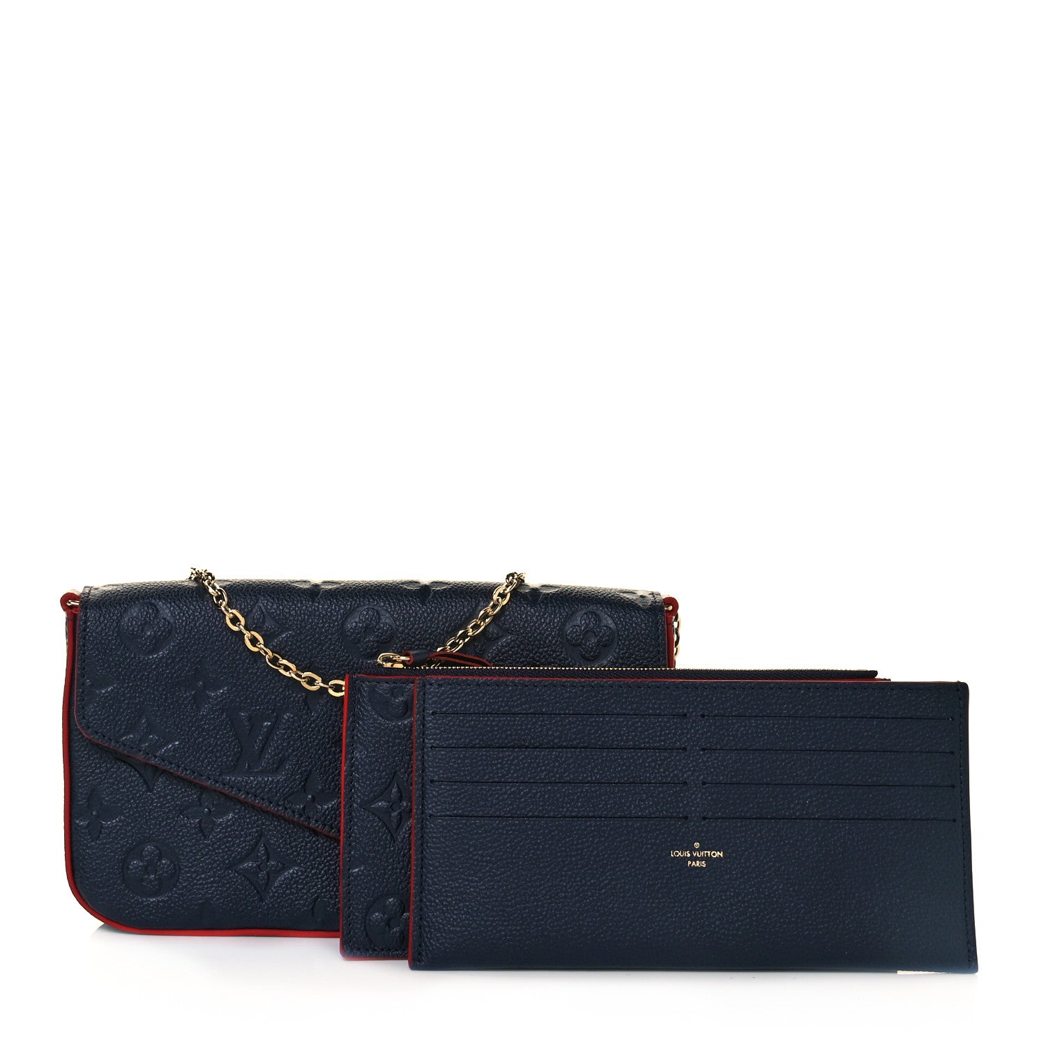 Louis Vuitton Empreinte Pochette Felicie Chain Wallet Marine Rouge 1 of 10