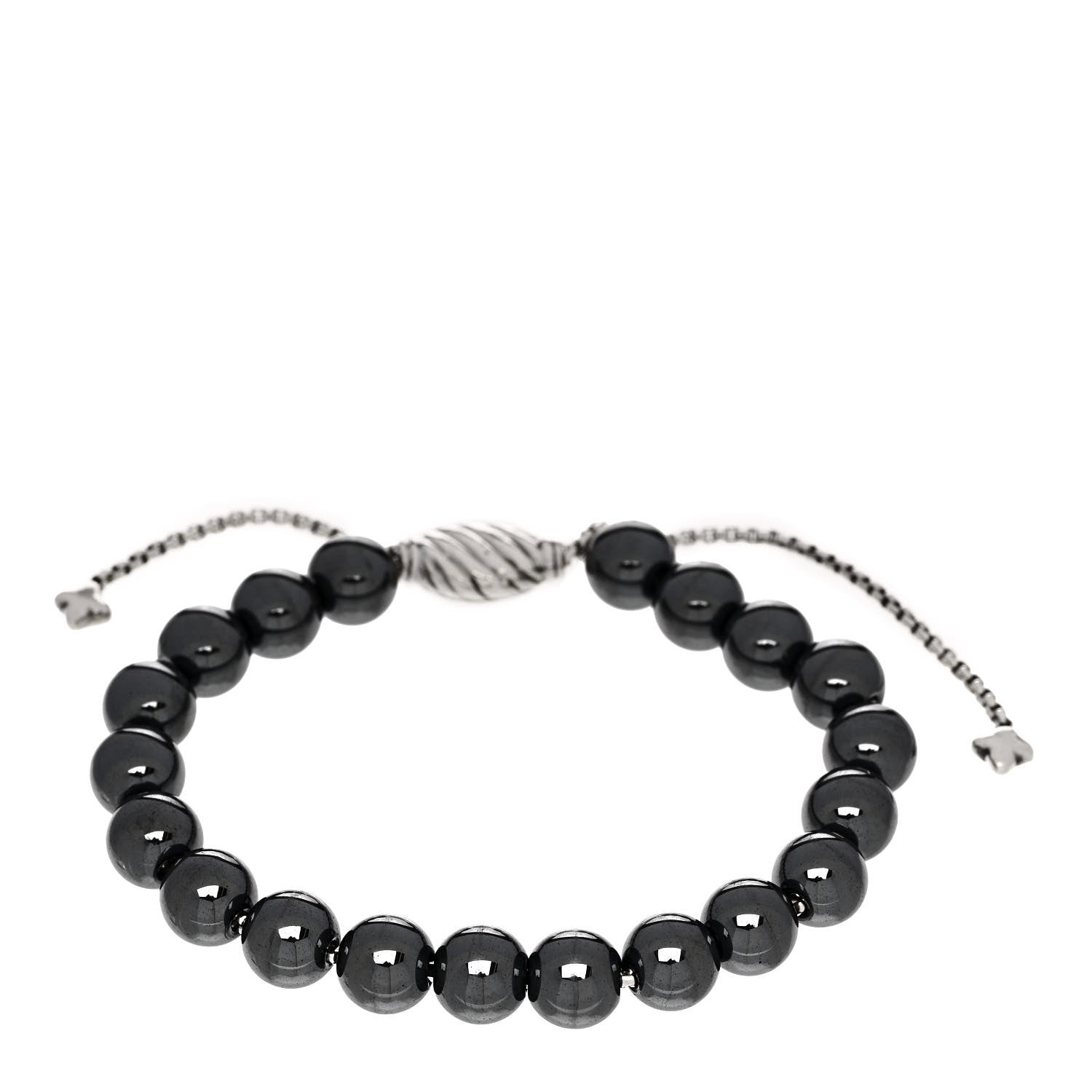 David Yurman Sterling Silver Hematite 8mm Spiritual Beads Adjustable Bracelet 1 of 3