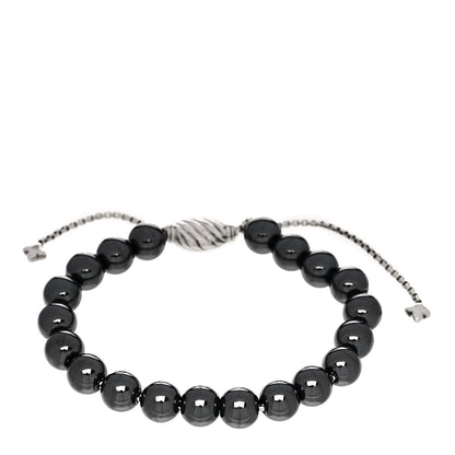 David Yurman Sterling Silver Hematite 8mm Spiritual Beads Adjustable Bracelet 1 of 3