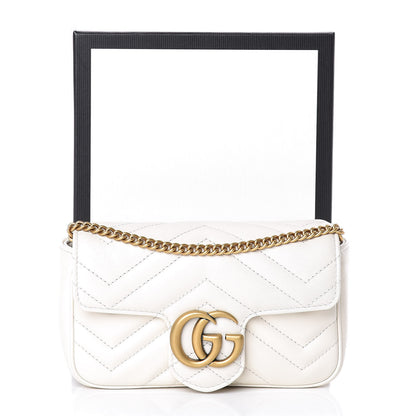 Gucci Calfskin Matelasse Super Mini GG Marmont Shoulder Bag White 11 of 11
