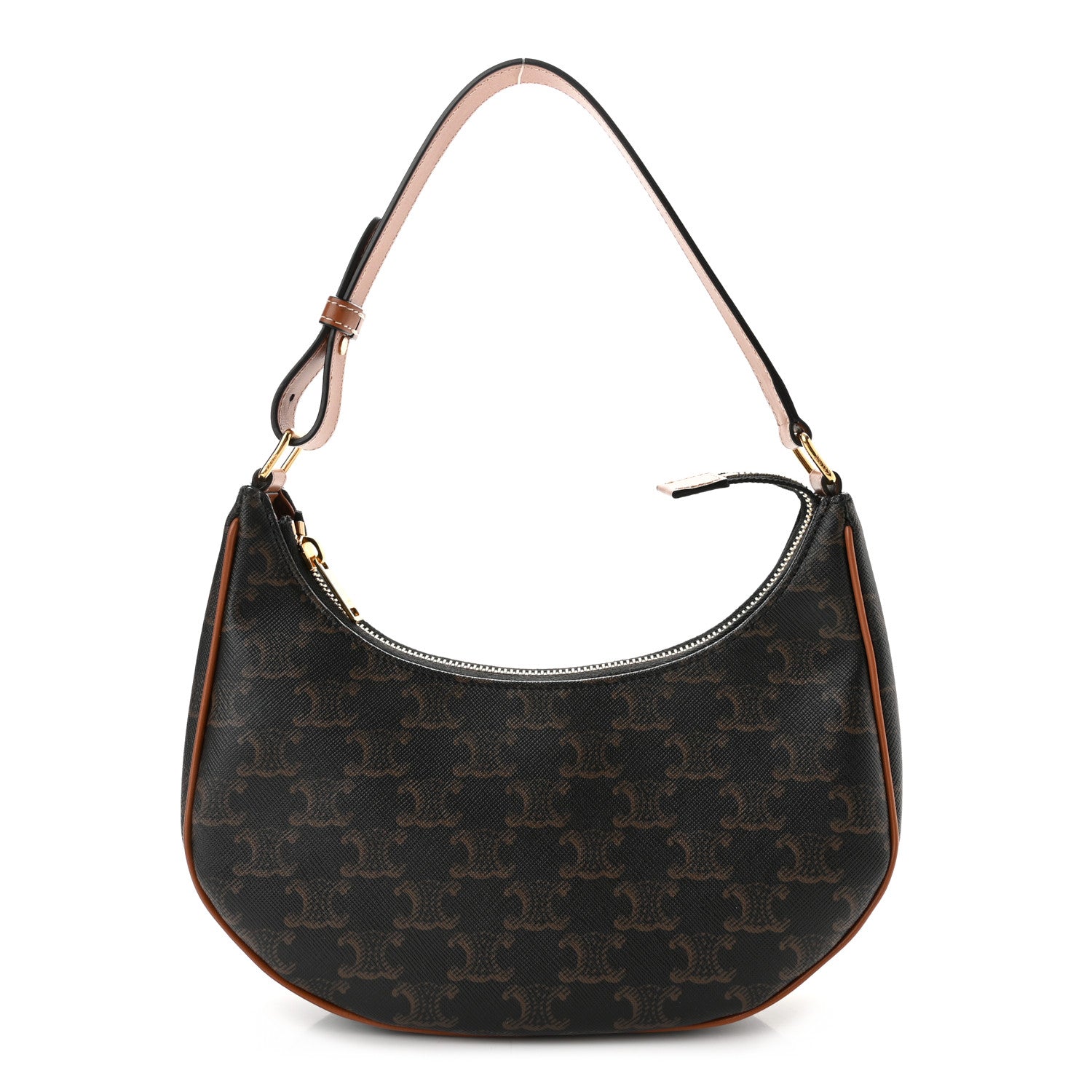 Celine Triomphe Canvas Calfskin Ava Shoulder Bag Tan 1 of 10