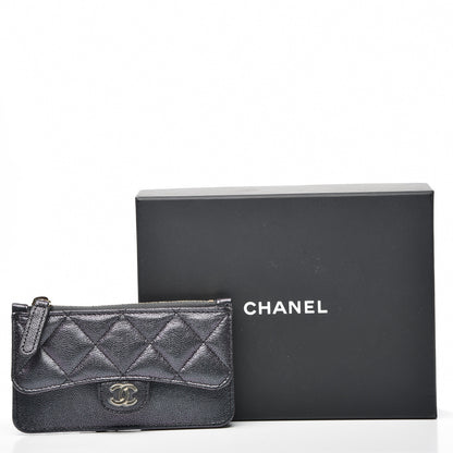 Chanel Iridescent Caviar Quilted Flap Zip Card Holder Black 7 of 7