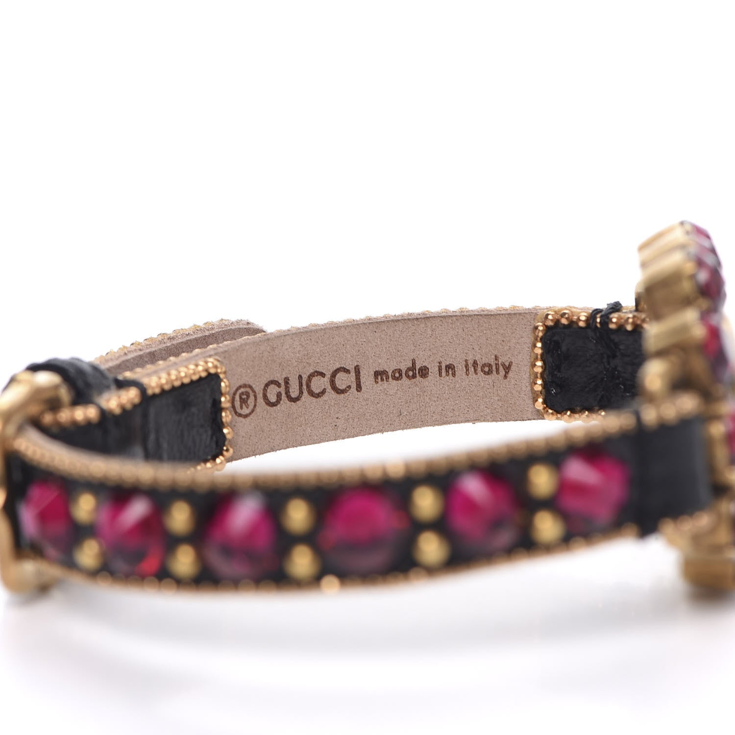Gucci Calfskin Crystal Double G Bracelet Gold 4 of 5