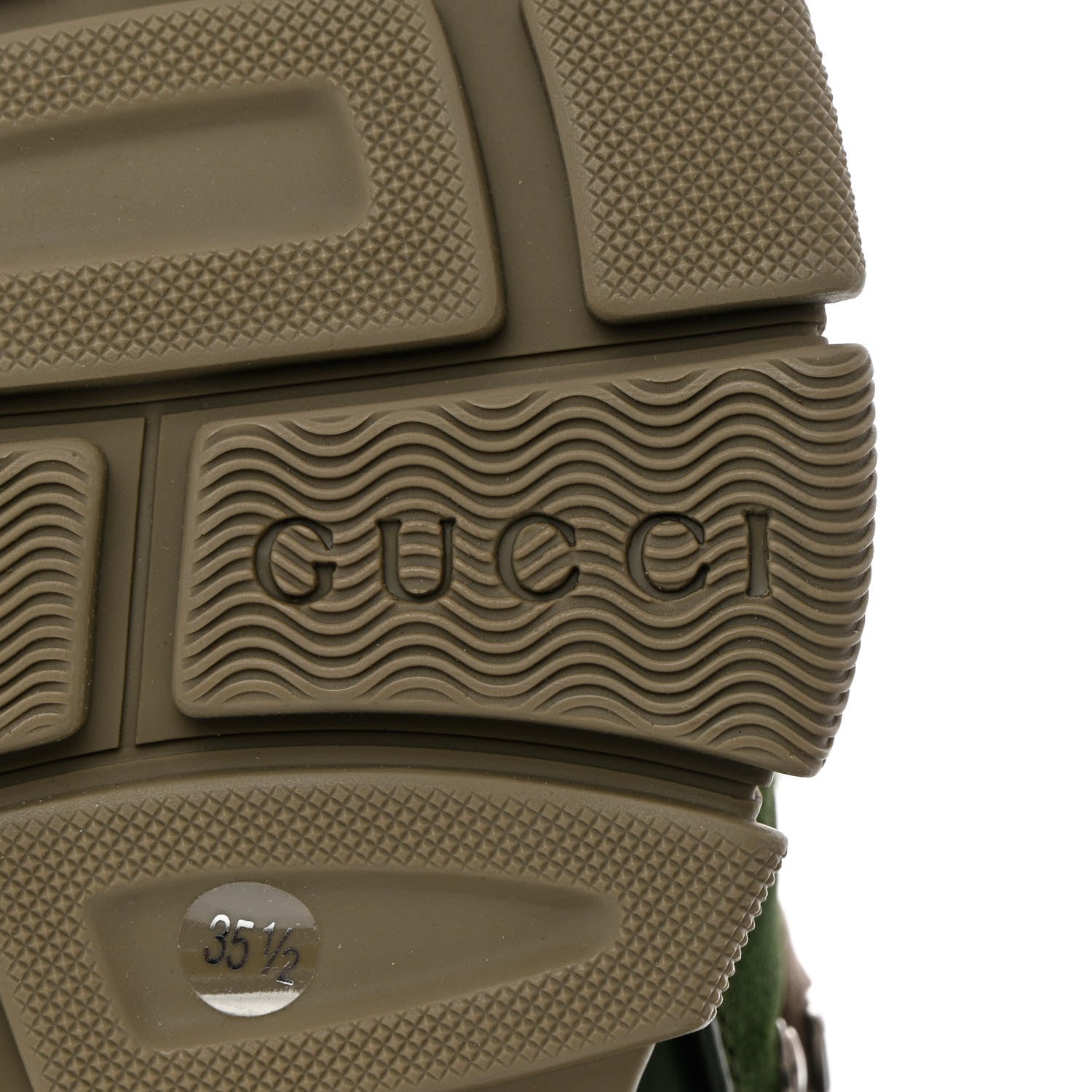 Gucci X SEGA Calfskin Suede Technical Canvas Womens Flashtrek High-Top Sneakers 35.5 Olive Green Ardesia 8 of 14