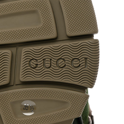 Gucci X SEGA Calfskin Suede Technical Canvas Womens Flashtrek High-Top Sneakers 35.5 Olive Green Ardesia 8 of 14