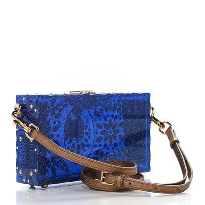 Dolce & Gabbana Crystal Embellished Plexiglass Dolce Box Clutch Blue 2 of 8