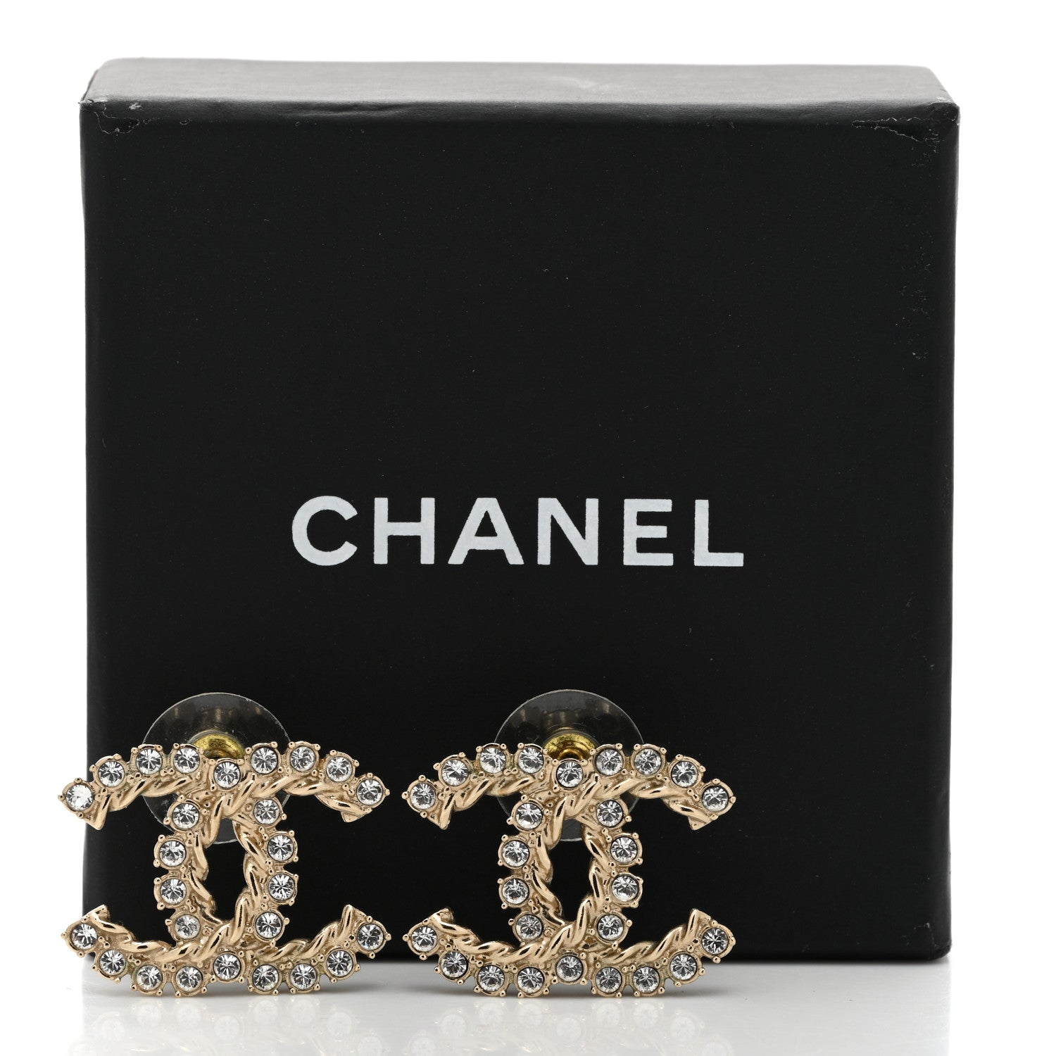 Chanel Strass Crystal Dazzling Wheat CC Earrings Gold 4 of 4