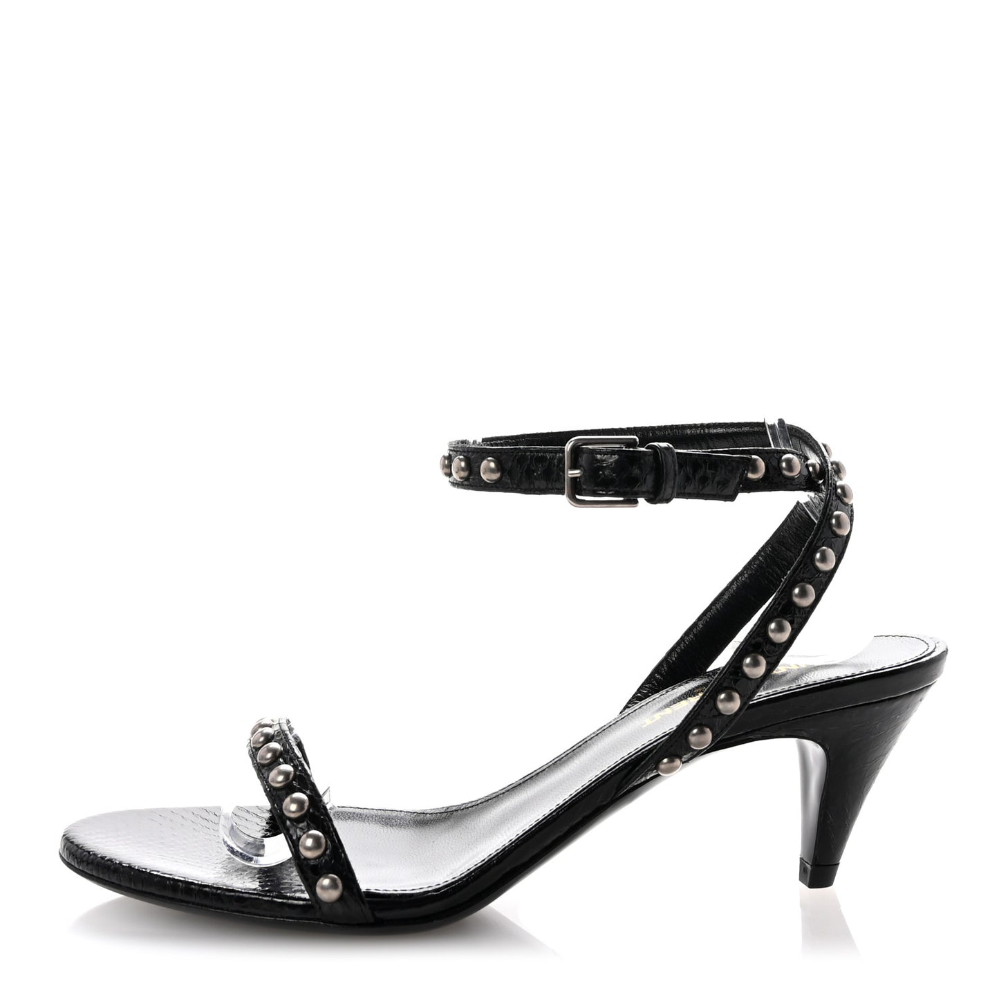 Ayers Snakeskin Pearl Embellished Kiki 55 Sandals 36.5 Black