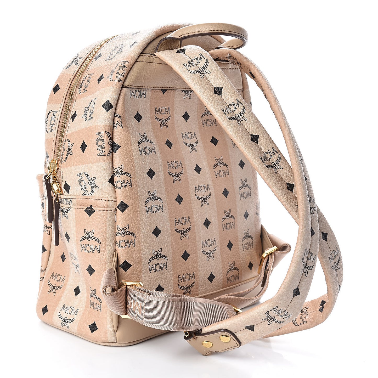 Striped Visetos Small Stark Backpack Beige