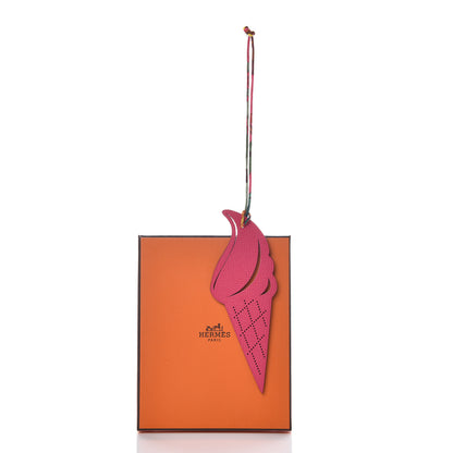 Hermes Epsom Togo Petit H Ice Cream Bag Charm Rose Tyrien Chocolate 4 of 4