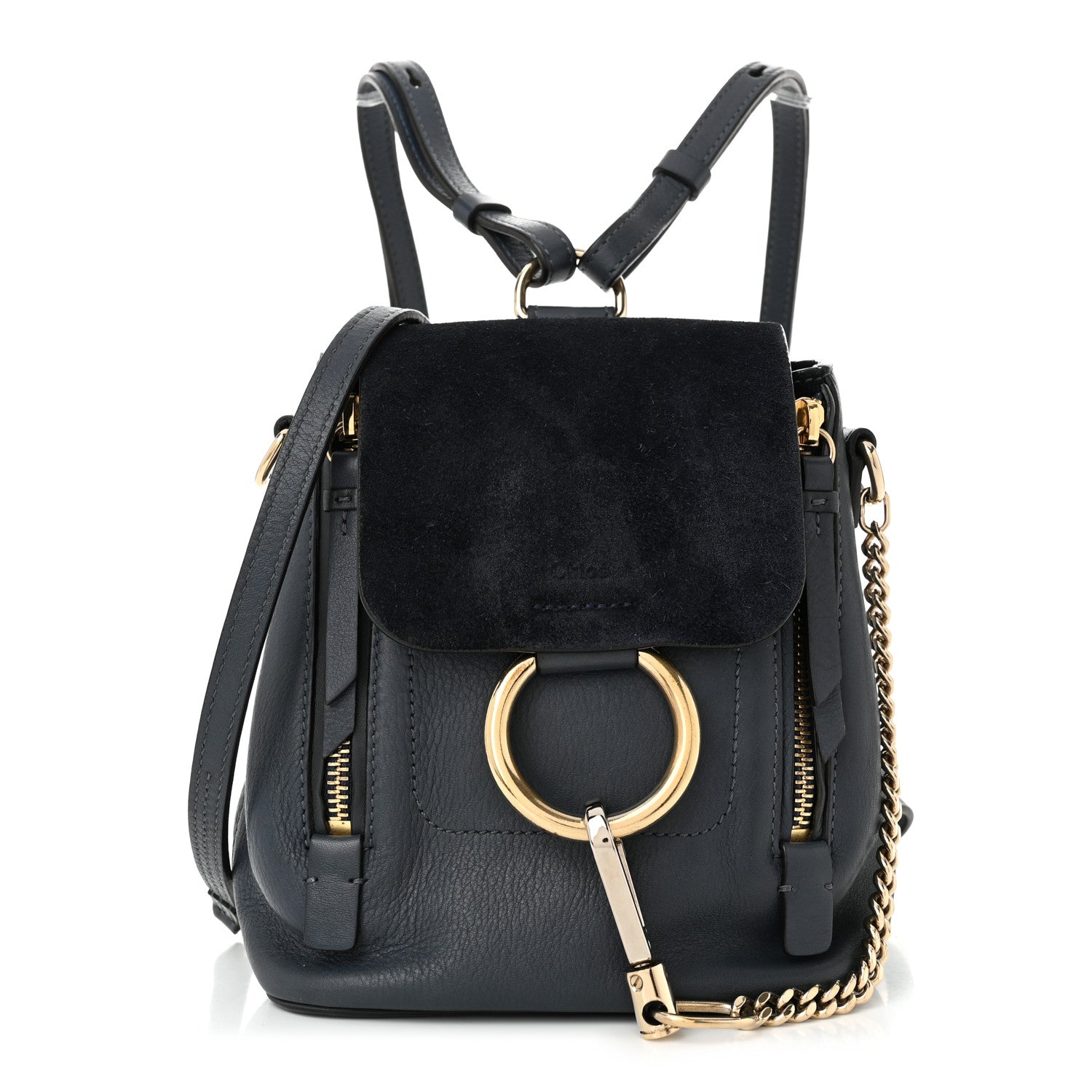 Chloe Suede Calfskin Mini Faye Backpack Deep Ocean 1 of 10