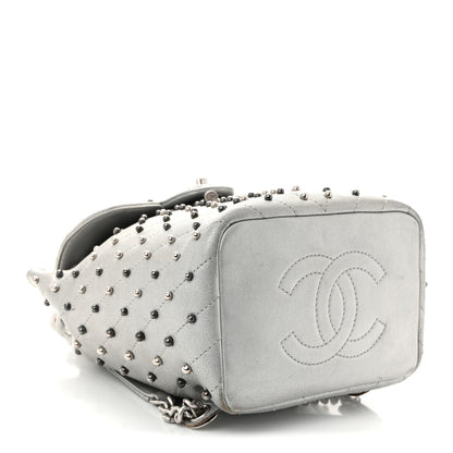 Chanel Metallic Lambskin Chevron Quilted Studded Stud Wars Backpack Silver 4 of 11