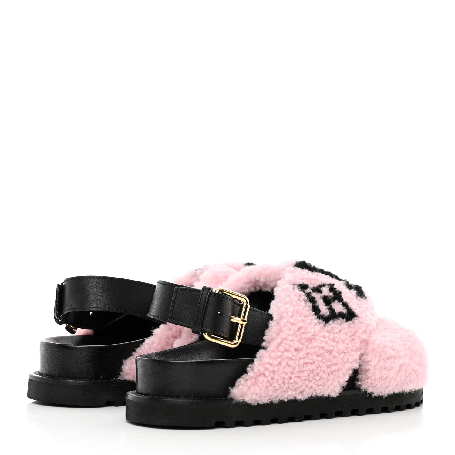 Louis Vuitton Shearling Paseo Sandals 38.5 Pink 4 of 15