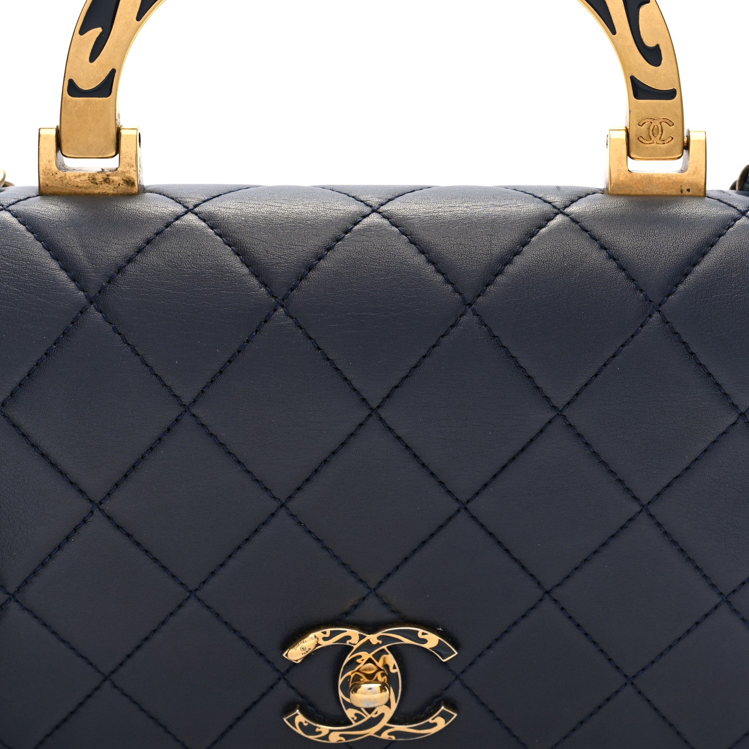 Chanel Lambskin Quilted Small Art Nouvelle Flap Bag Navy 8 of 10