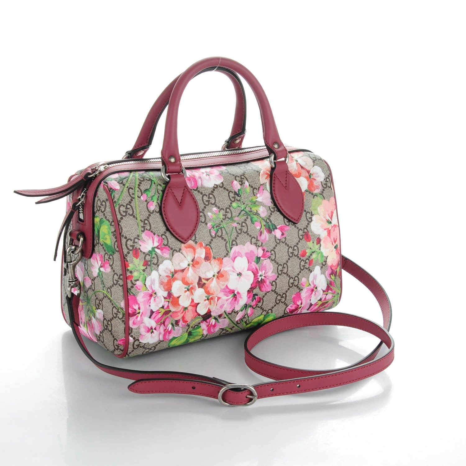 Gucci GG Supreme Monogram Blooms Small Boston Beige Multicolor Dry Rose 3 of 7