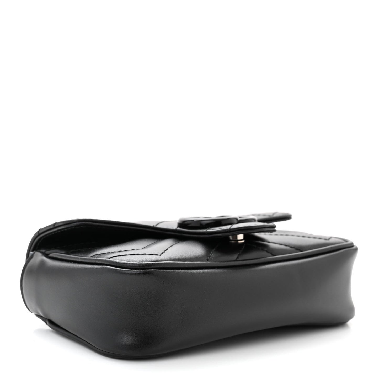 Calfskin Matelasse Super Mini GG Marmont Shoulder Bag Black
