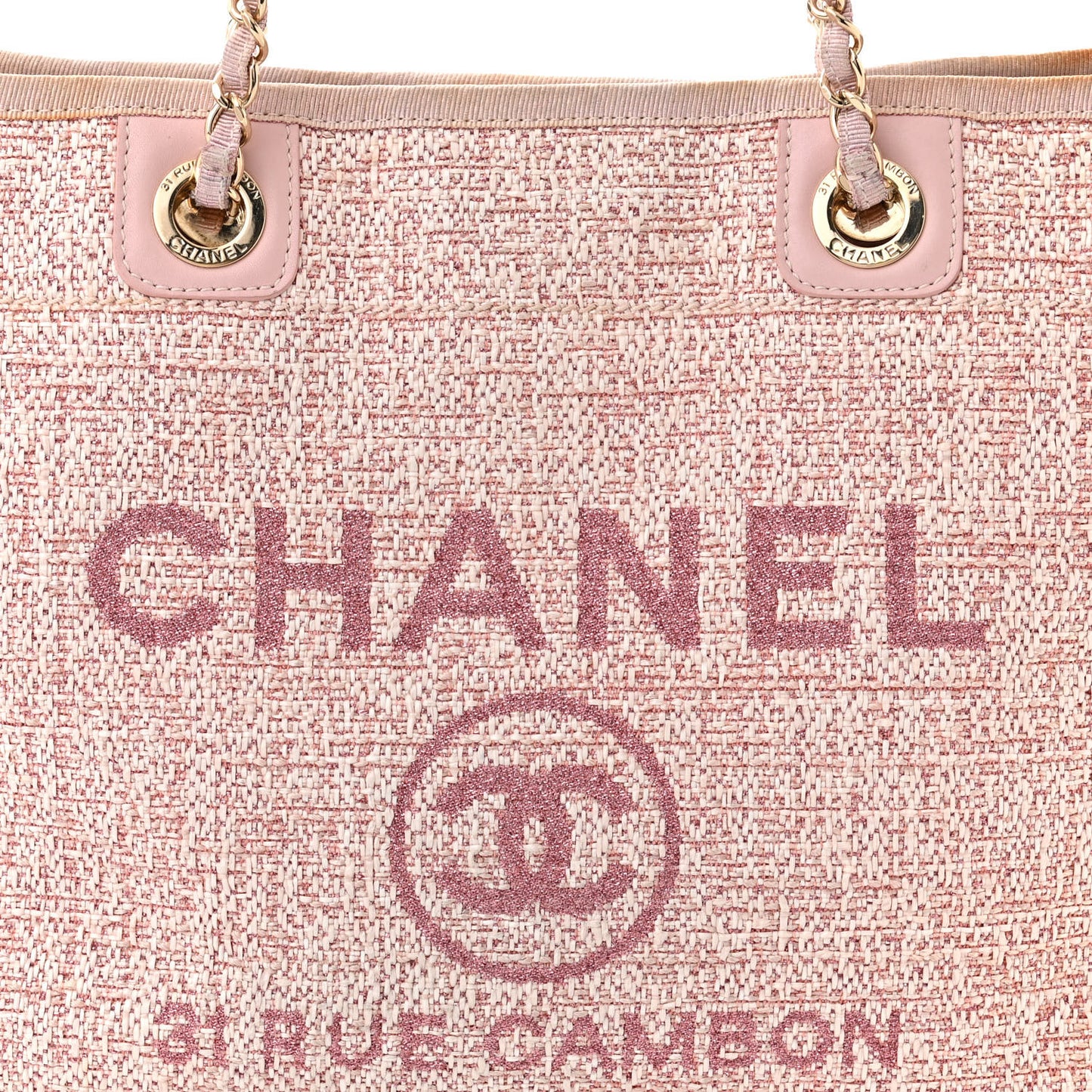 Lurex Boucle Small Deauville Tote Pink